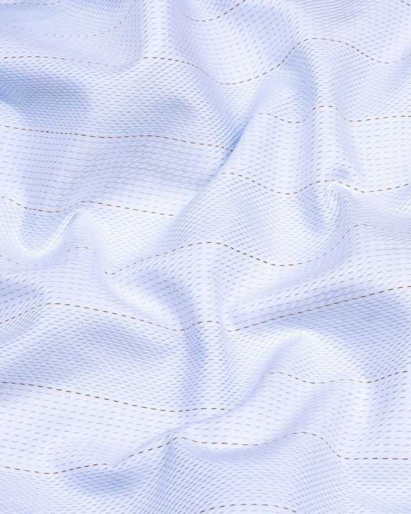 Lufira SkyBlue With Brown Pin Stripe White Premium Giza Shirt