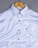 Lufira SkyBlue With Brown Pin Stripe White Premium Giza Shirt