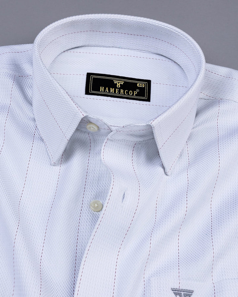 Lufira Gray With Purple Pin Stripe White Premium Giza Shirt