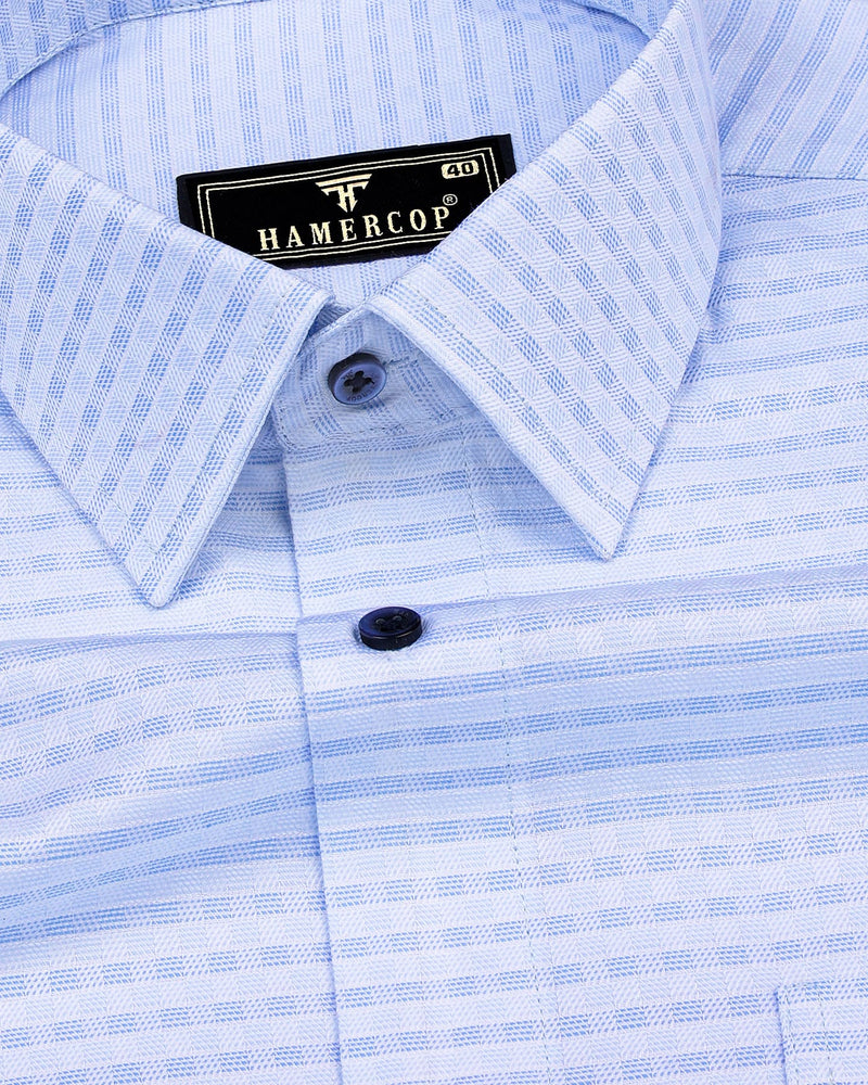 Core Blue With White Check Premium Giza Cotton Shirt – Hamercop