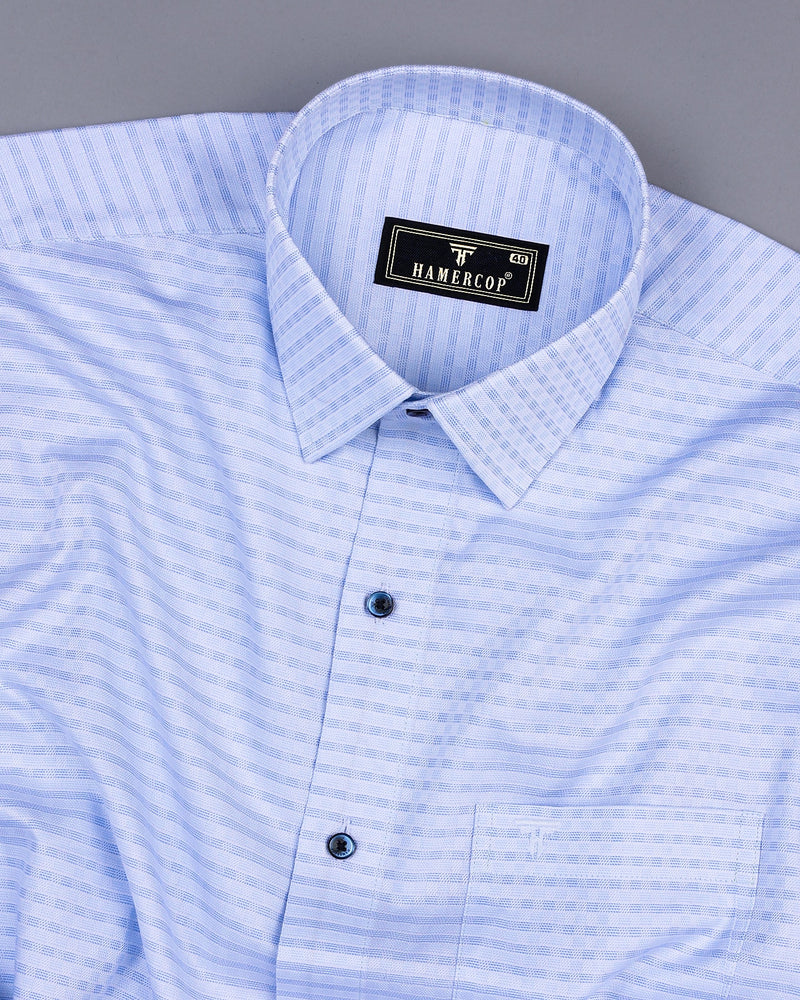 Core Blue With White Check Premium Giza Cotton Shirt