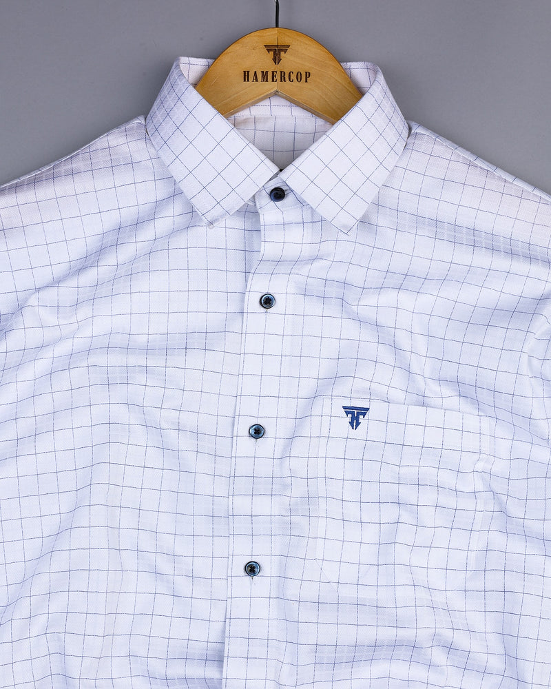 Blue With Cornish White Premium Check Giza Shirt