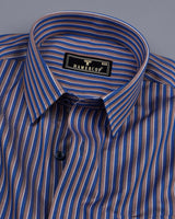 Blue With Brown Stripe Premium Cotton Shirt