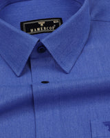 Neon Blue Plaid Flannel Solid Cotton Formal Shirt