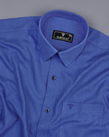 Neon Blue Plaid Flannel Solid Cotton Formal Shirt