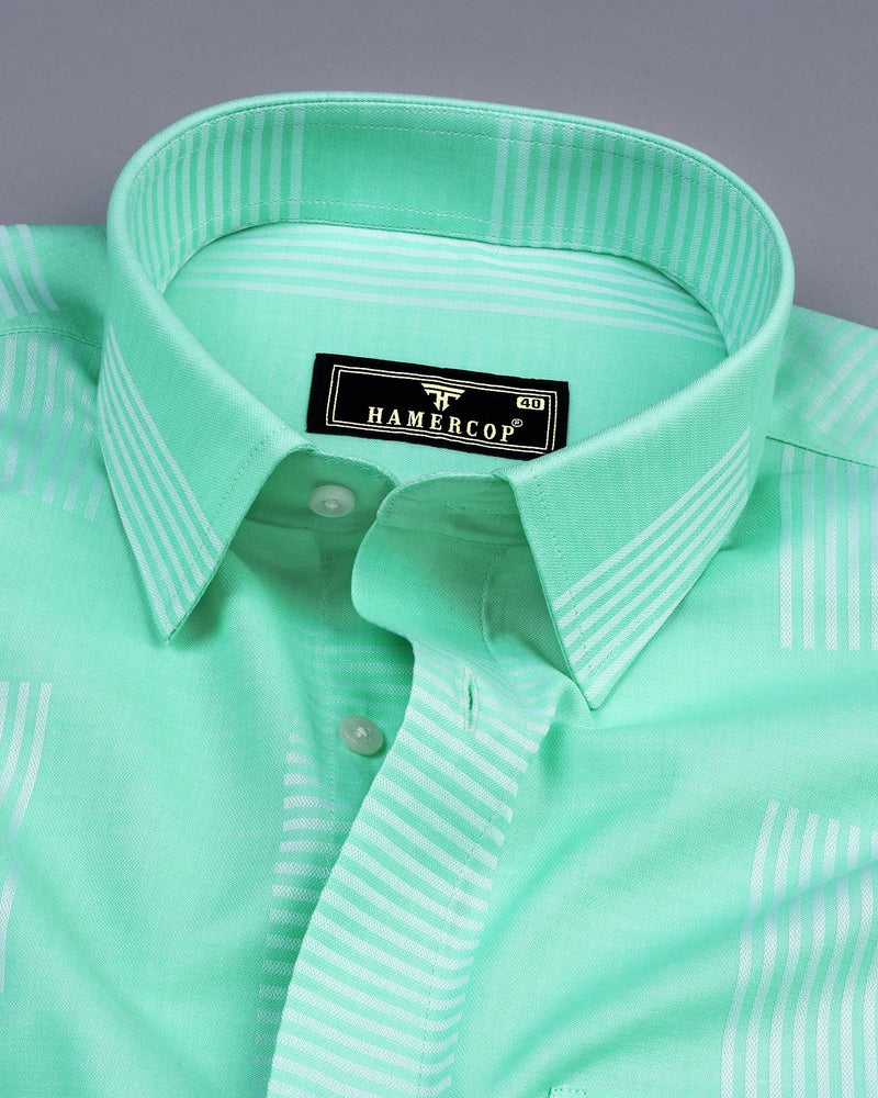 Closter Mint Green With Box Pattern Premium Cotton Shirt