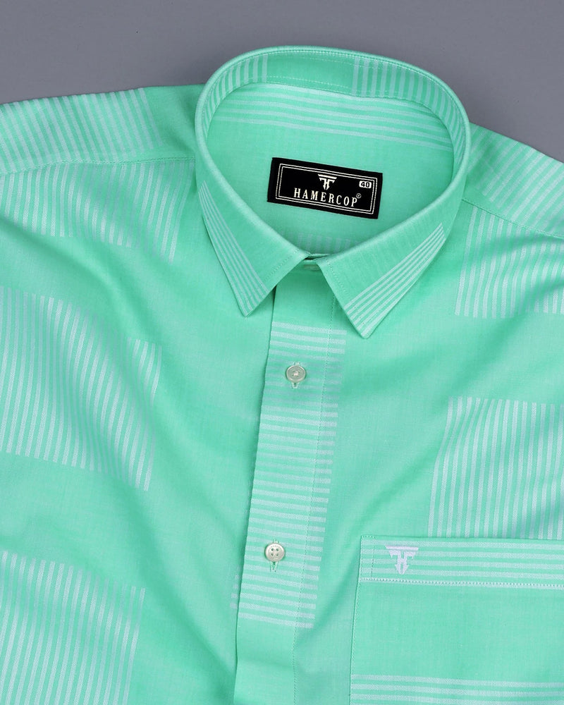 Closter Mint Green With Box Pattern Premium Cotton Shirt