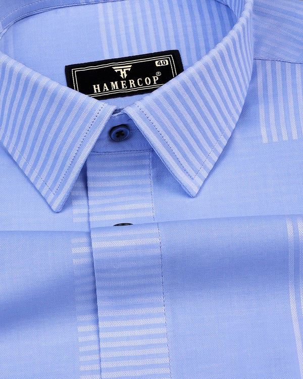 Closter SkyBlue With Box Pattern Premium Cotton Shirt