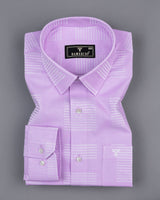 Yovel Light Purple With Box Pattern Premium Cotton Shirt