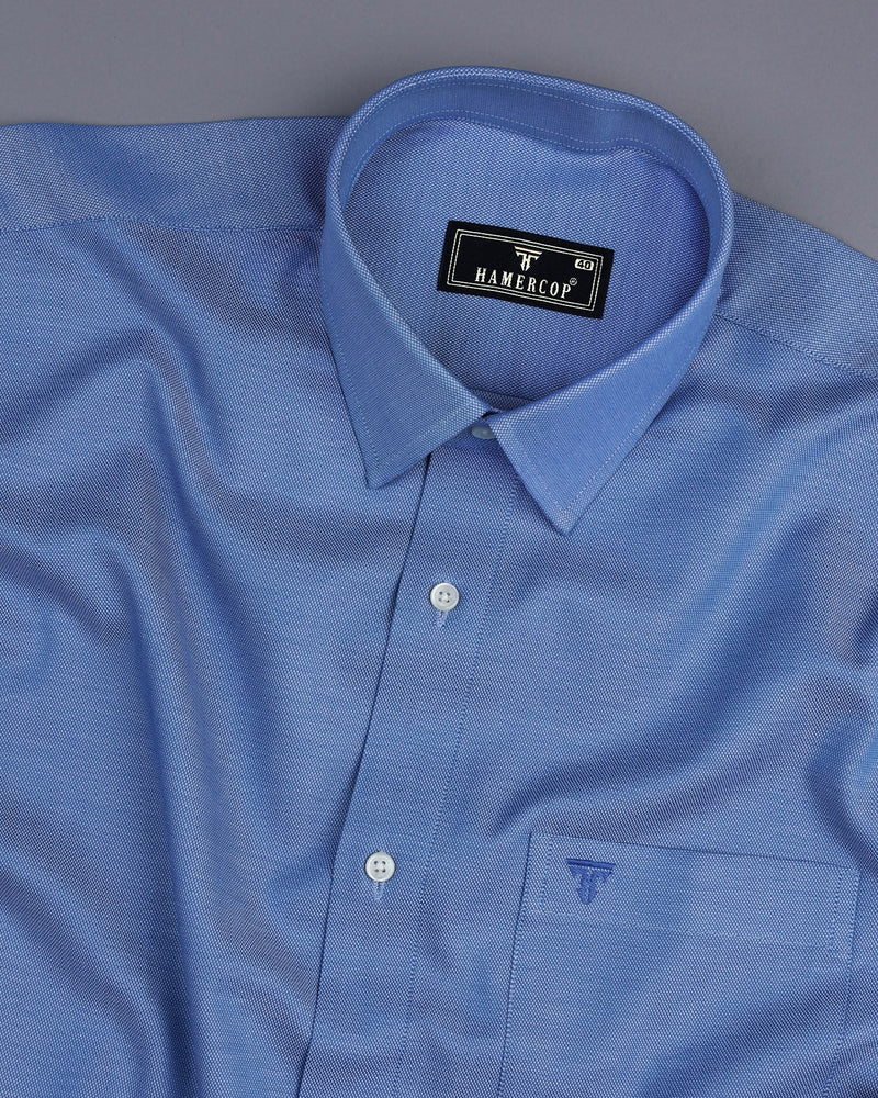Everton Blue With White Dobby Texture Formal Cotton Shirt