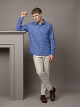 Everton Blue With White Dobby Texture Formal Cotton Shirt