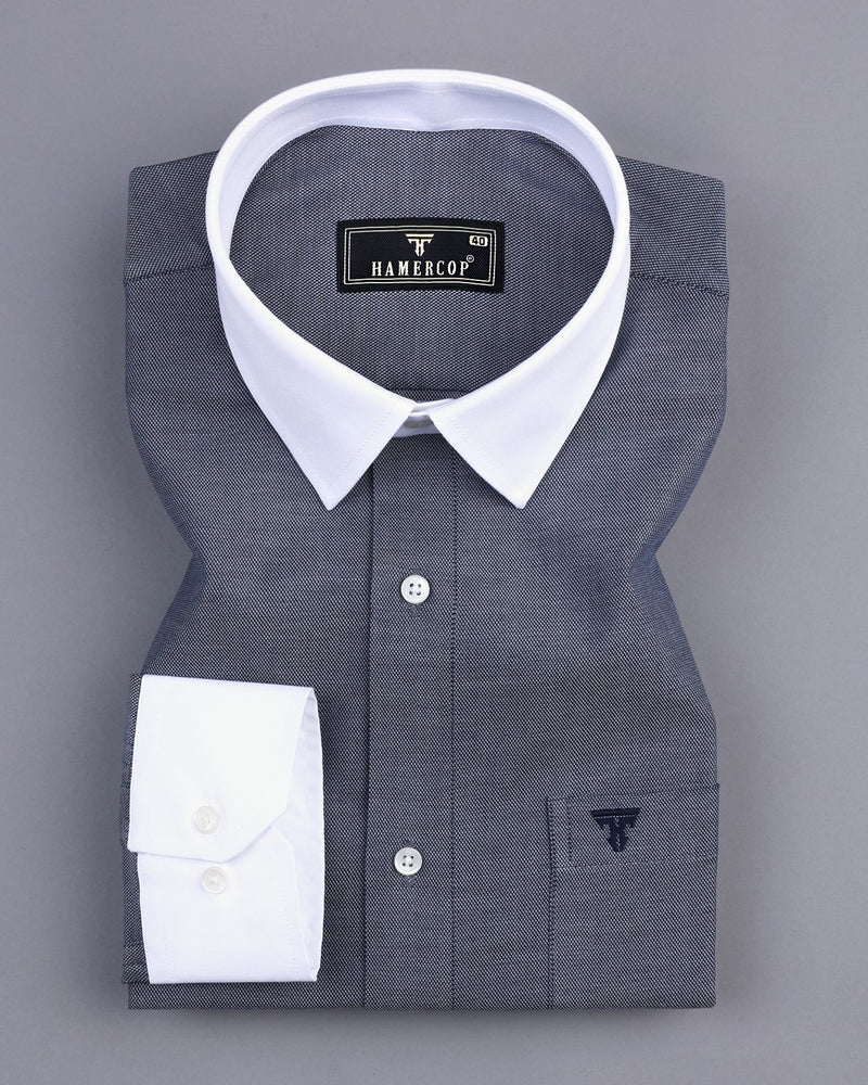 Everton Slate Gray Dobby Formal Cotton Designer Shirt