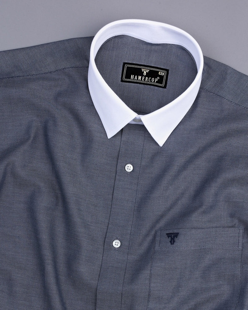 Everton Slate Gray Dobby Formal Cotton Designer Shirt