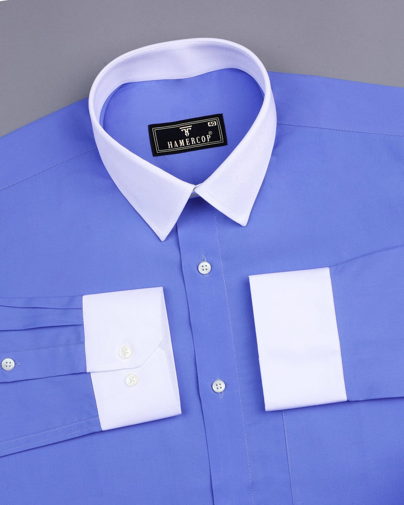 Ice Blue Soft Touch Satin Formal Cotton Designer Shirt
