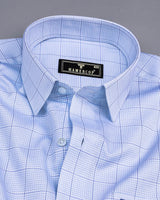 Aroma Blue With White Graph Check Premium Giza Shirt