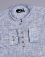 Smog Gray Solid Amsler Linen Cotton Shirt Style Kurta