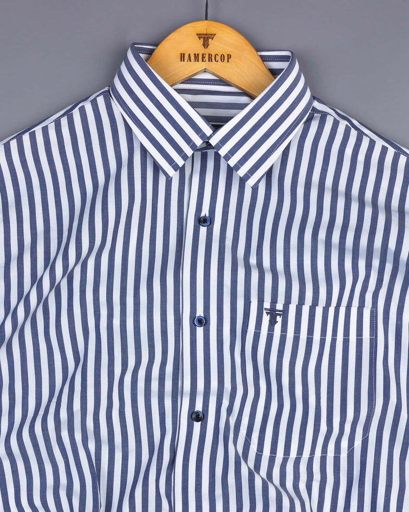 Sheldon Smoke Gray With White Stripe Cotton Shirt