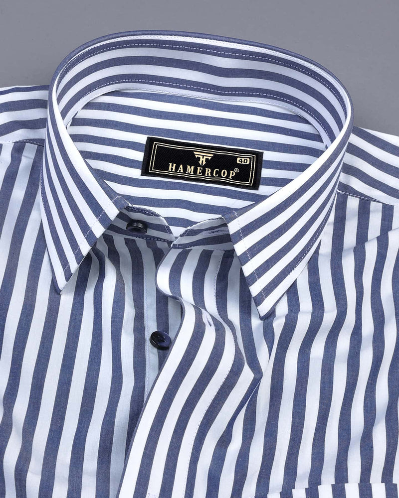 Sheldon Smoke Gray With White Stripe Cotton Shirt