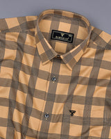 Roche Biscuit Brown With Black Check Giza Cotton Shirt