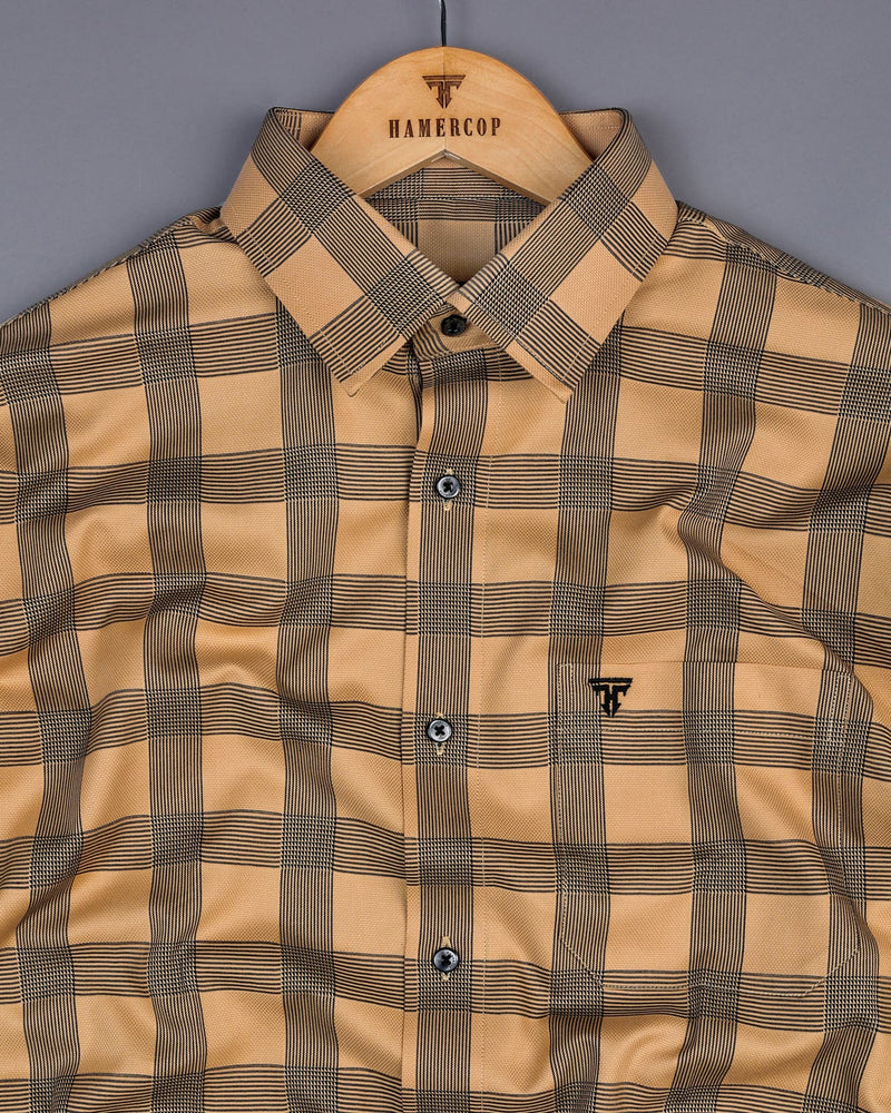 Roche Biscuit Brown With Black Check Giza Cotton Shirt