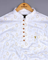 Kenora Cream With White Paisley Printed Satin Shirt Style Kurta