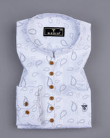 Kenora Gray With White Paisley Printed Satin Shirt Style Kurta