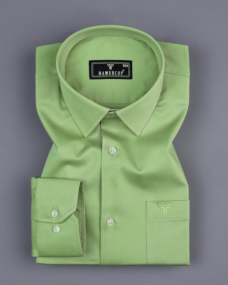 Kyoto Pista Green Soft Touch Satin Premium Cotton Shirt Hamercop Kyoto Pista Green Soft Touch Satin Premium Cotton Shirt Hamercop