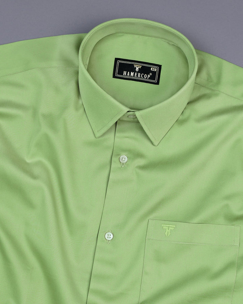 Kyoto Pista Green Soft Touch Satin Premium Cotton Shirt Hamercop Kyoto Pista Green Soft Touch Satin Premium Cotton Shirt Hamercop