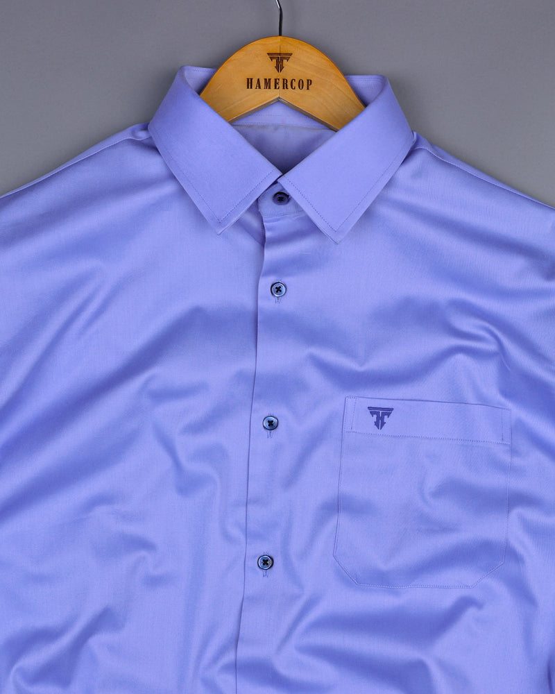 Kyoto Blue Soft Touch Satin Premium Cotton Shirt