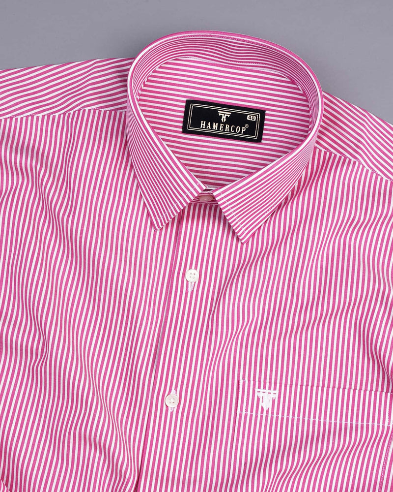 Tetra Pink With White Bengal Stripe Cotton Shirt