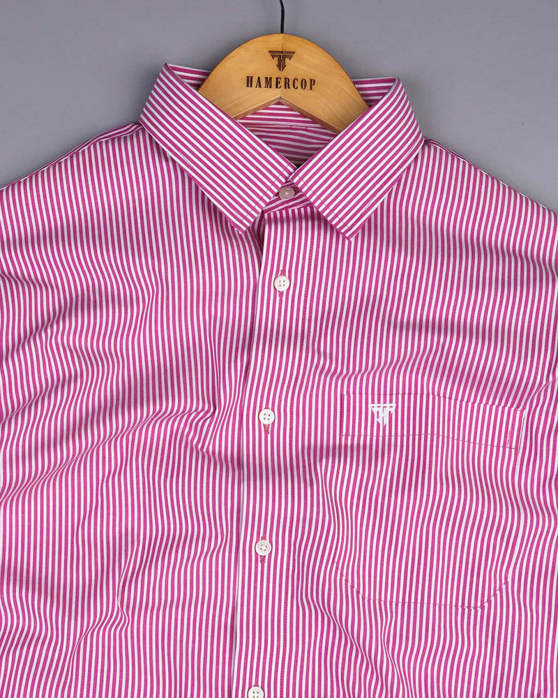 Tetra Pink With White Bengal Stripe Cotton Shirt