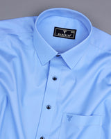 Whale Blue Solid Twill Soft Cotton Formal Shirt