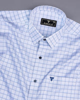 Odeta Blue With White Twill Check Premium Giza Shirt
