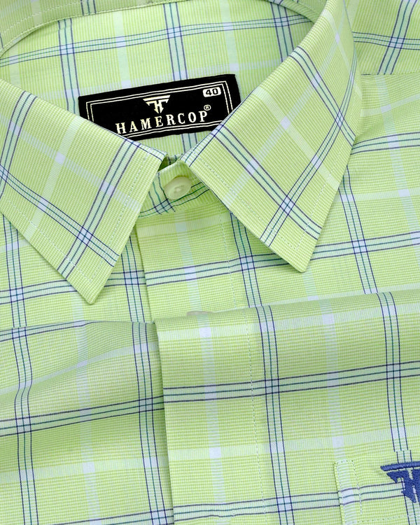 Paradise Green With Blue And White Check Cotton Shirt