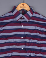 Ontario Cherry Red With Multilayer Weft Stripe Premium Cotton Shirt
