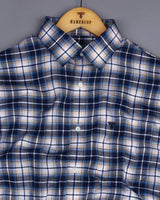 Bromin Blue With Cream Twill Check Cotton Shirt