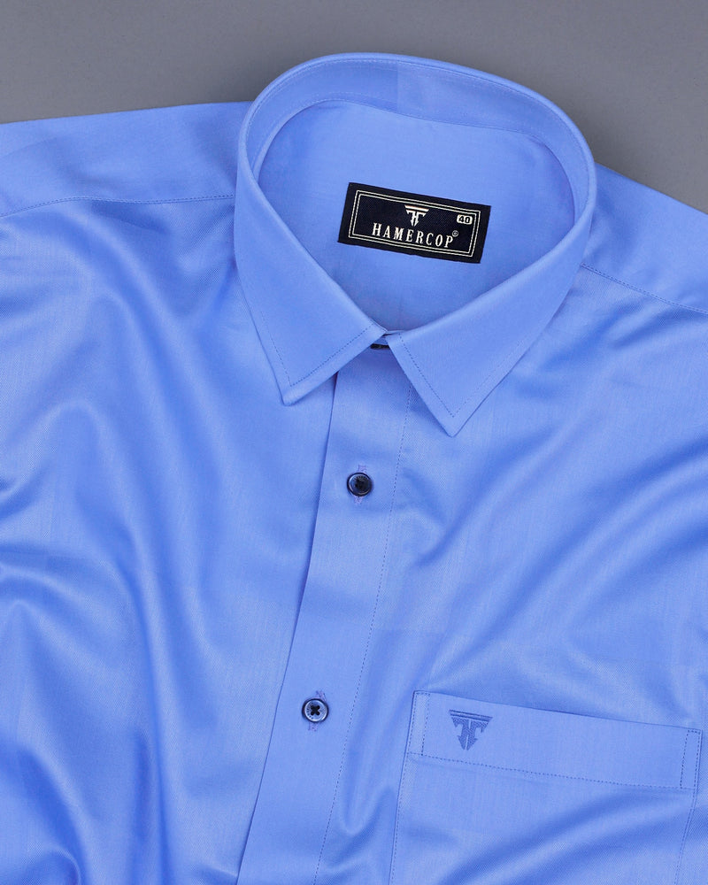 Seagull SkyBlue With Self Broad Box Premium Cotton Shirt