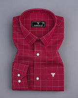 Harbin Red With White And Blue Check Amsler Linen Shirt