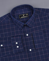 Harbin Blue With White And Red Check Amsler Linen Shirt