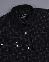 Bloro Black With White Thread Check Amsler Linen Shirt