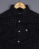 Bloro Black With White Thread Check Amsler Linen Shirt