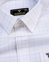 Atrium White With Gray And Yellow Check Linen Cotton Shirt