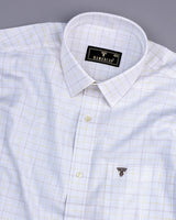 Atrium White With Gray And Yellow Check Linen Cotton Shirt