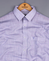 Spello Gray With Purple Check Amsler Linen Cotton Shirt