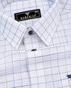 Octet Mustard With Blue Check White Amsler Linen Shirt