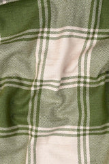 Avocado green with cream herringbone texture windowpane check shirt