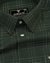 Reston Green With Cream Linen Cotton Check Shirt
