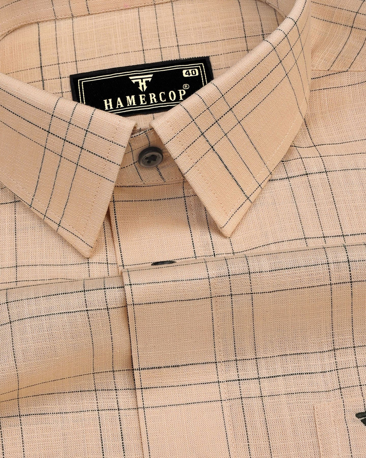 Reston Green Cream Linen Cotton Check Shirt – Hamercop