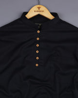 Syria Black Solid Dobby Cotton Shirt Style Kurta