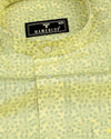 Revora Yellow Flower Printed Self Stripe Dobby Cotton Shirt